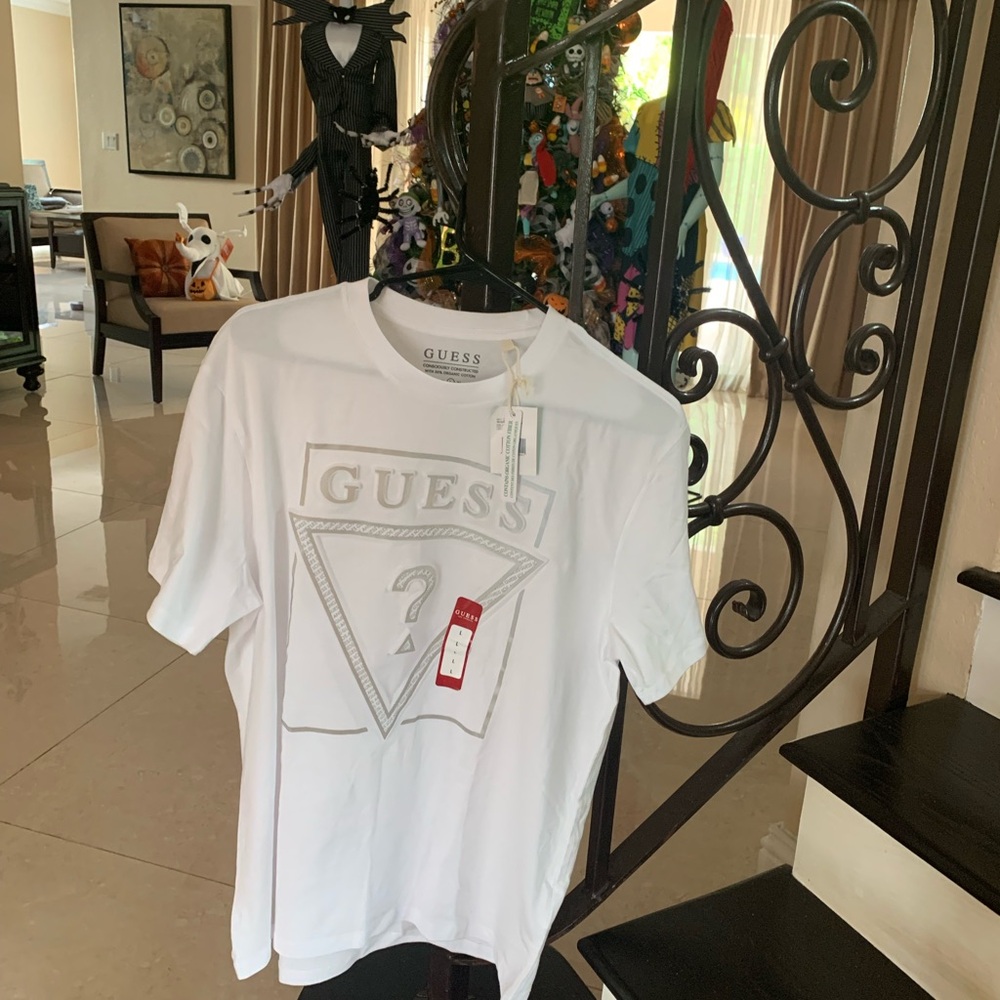 GUESS White Logo T-Shirt for Men
